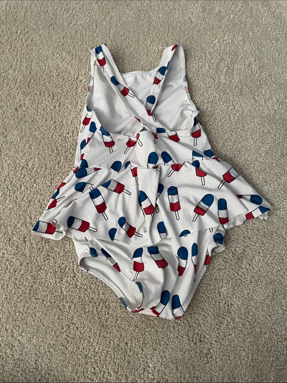 Kids One-Piece Swim Suit with Red & Blue Popsicle Print - Picture 2 of 3